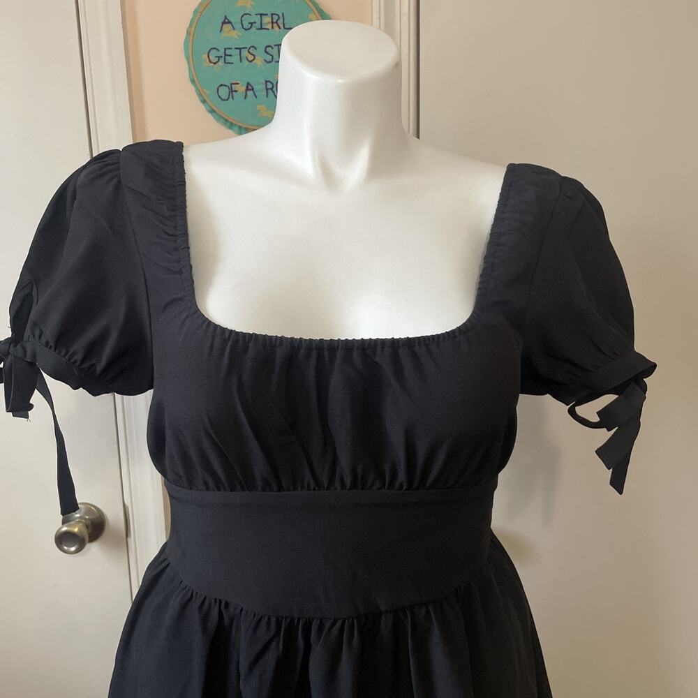 NWOT KILLSTAR Black Peasant Goth Knee-Length Short Sleeve Square Neck Large - Picture 4 of 12